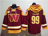 Washington Commanders #99 Chase Young Burgundy Lace-Up Pullover Hoodie,baseball caps,new era cap wholesale,wholesale hats